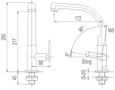 Bản vẽ kỹ thuật Vòi bếp Inax SFV-29