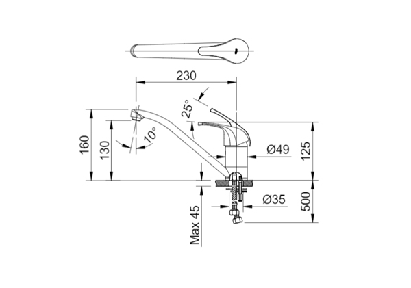 Bản vẽ kỹ thuật Vòi bếp Inax SFV-302S