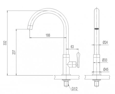 Bản vẽ kỹ thuật Vòi bếp Inax SFV-31S